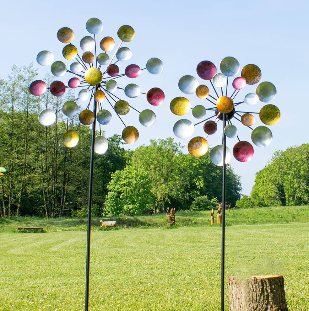 Windrad Regenbogen Gartenstecker Metall Windspiel Höhe 197 cm d ca. 80 cm